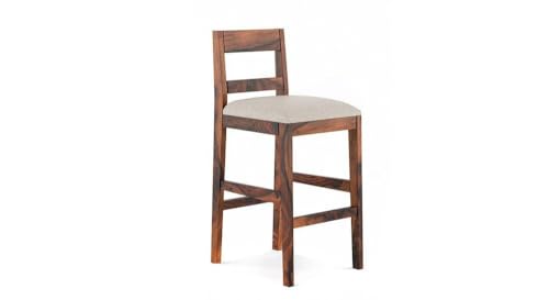 Image of Solid Sheesham Wood Bar Chair for Island Kitchen - Rosewood Natural Brown Finish with Elegant Design, Durable and Stylish Seating for Home Bars,Cafe and bar Restaurant Kitchen counters