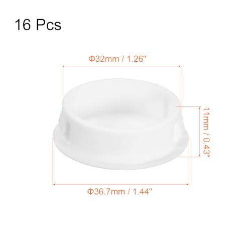Image of uxcell 32mm /1.26 inch Plastic Hole Plugs, 16Pcs Flush Type Panel Round Snap in Fastener Knockout Locking Plugs for Furniture Insert End Caps Panels, White