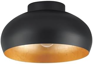 Eglo Mogano 2 ceiling light, 1 light ceiling lamp, metal living room lamp in black and gold, hallway ceiling light, ceiling lighting with E27 socket