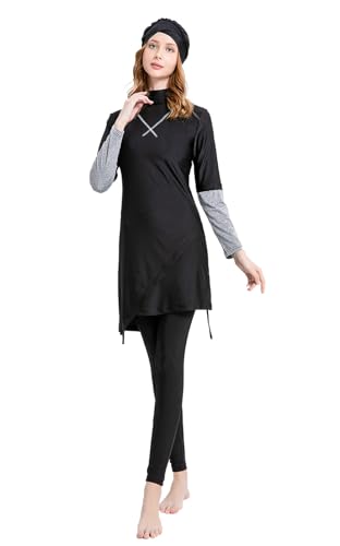 Modest Burkini Swimsuits for Women Muslim Hijab Swimwear Islamic Full Body Bathing Suit 3Pcs Arabic Swimming Cloth2