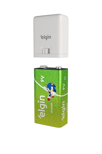 Bateria Alcalina 9v com lanterna LED Azul - Elgin