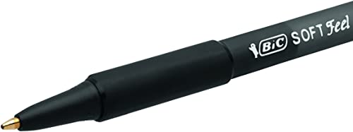 Image of BIC Soft Feel Click Grip Ballpoint Pen - 1.0mm Tip - Soft Touch Rubber Grip - Blue (Pack of 15)