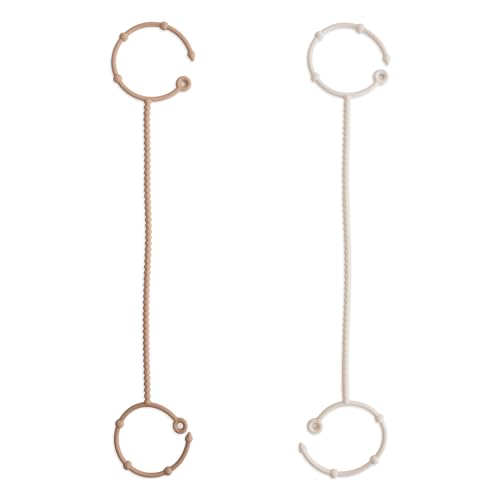 Image of mushie Adjustable Silicone Toy Straps 2-Pack | Baby Accessories Holder for Travel, Stroller, High Chair (Natural/Shifting Sand)