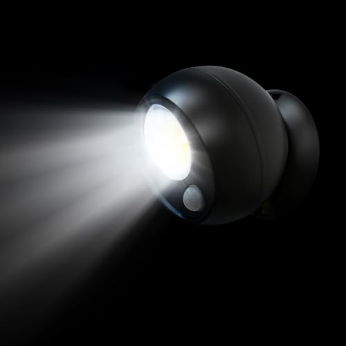 QianFan Motion Sensor Lights Outdoor - Battery Operated LED PIR Security Light Wireless Spotlight for Porch Garden Stair Pathway DrivewayBlack