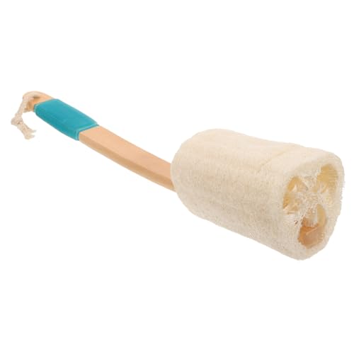 SKISUNO Cepillo de Ducha Exfoliante con Mango de Madera y Luffa Esponja para Baño Antideslizante Limpiador Corporal Eficaz para Eliminar Impurezas y Masaje Suave Casa y Dormitorio