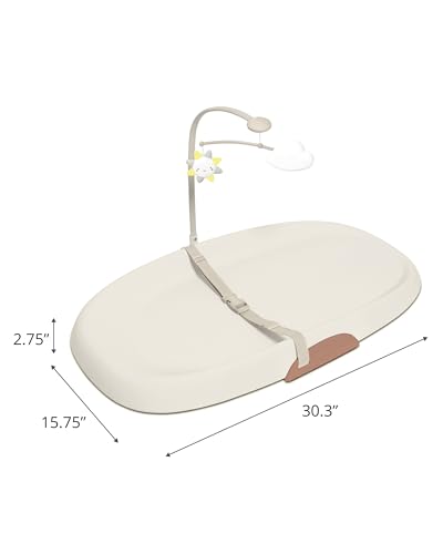 Image of Skip Hop Baby Changing Pad Nursery Style Wipe-Clean Contoured with Cushioned Foam, Non-Skid Base, Built-in Safety Belt & Tuck-Away Toy Bar Fits Standard Changing Tables, Oat
