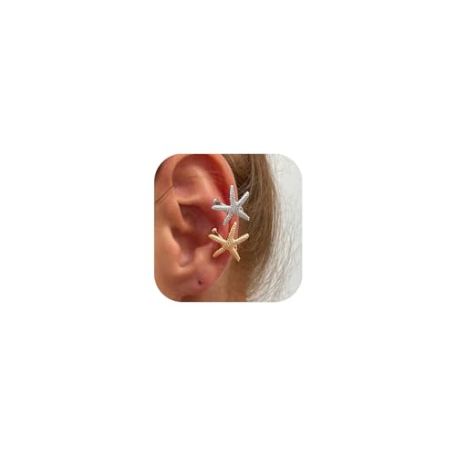 4 Pzas Aretes Ear Cuff Dorado y Plata Sin Perforación