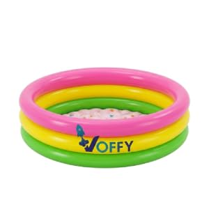 Image of Baby Swimming Pool 2 Feet 3-Ring Round Kiddie Pool for Toddlers 0-3 Years, Soft Inflatable Bottom Bath Tub, Portable PVC Water Pool for Indoor Home, Balcony, Garden & Outdoor Summer Play
