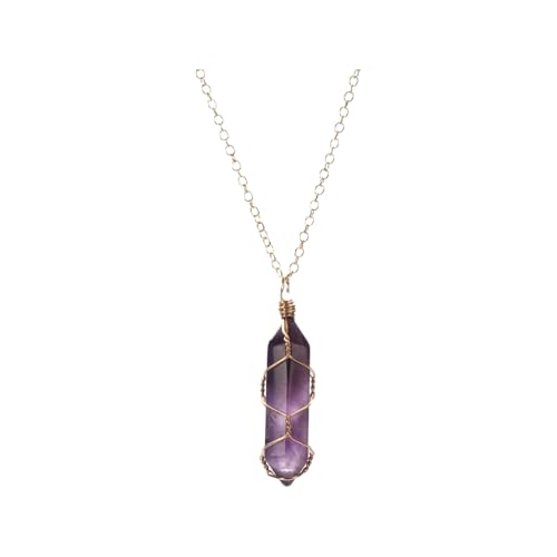 Pendentif en pierre colonne hexagonale et collier de balle argent pour cadeau souvenir