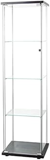 Modern 64'' 4-Shelf Glass Display Cabinet in Clear with Door, Curio Cabinet Collection Display Case, Floor Standing Bookshelf for Living Room Bedroom Home Office (Black -S)