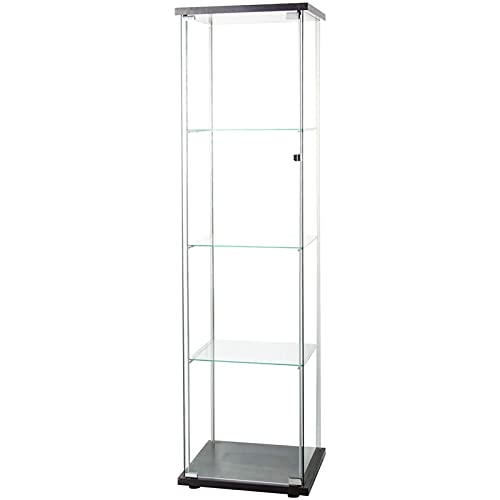 Zacis 4-Tier Glass Display Cabinet With Glass Door, 5Mm Tempered Glass Curio Cabinet Collection Display Case, Floor Standing Glass Curio Cabinet Showcase,17" W X 14.5" D X 64" H(Black) #TOP3
