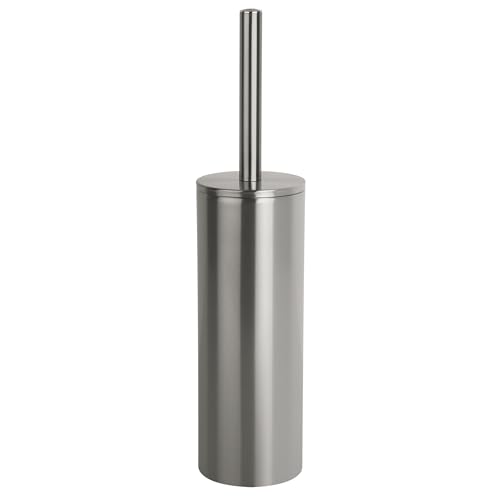 Spirella Brosse WC à Poser Porte-Balai Toilette Pot à Balai Nyo Haute qualité en Acier Inoxydable avec récipient hygiénique Argent satiné