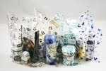 Pet Themed Clear Scatter Print Bags 9" X 12" Seamless Pattern Cartoon Dog & Cat - Purple (Msp1005) 100Ct Bags Per Box #TOP1