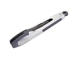 KITCHENDAO Tongs for Cooking with Silicone Tips 9 Inch, Soft-touch Handle, One-handed for Convenience, Silicone Tipped Stainless Steel Kitchen Food Grill BBQ Tongs for Non-stick Cookware Air Fryer