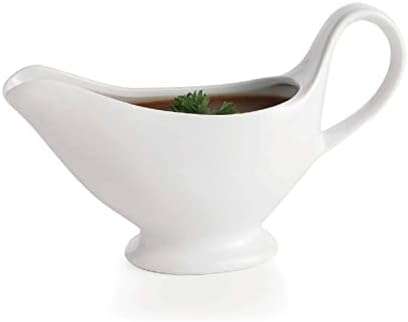 Gravy Boat 9 oz. [300ML] Glavers White Gravy Sauce Boat With Handle And Dripless Easy To Pour Spout. For Dressings, Broth, Etc. Dishwasher & Microwave Safe.