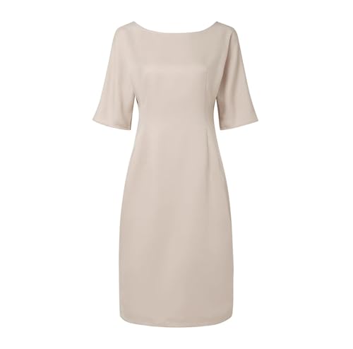 Women Midi Dress Elegant Textured Slim Fit Boat Neck V Back Half Sleeve Office Gown3