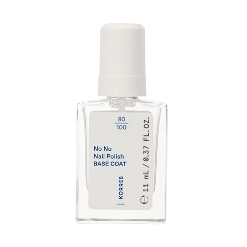 KORRES No No Nail Polish Base Coat - base vegana sin 10 ingredientes nocivos, para un resultado duradero, resistente a las grietas, 11 ml