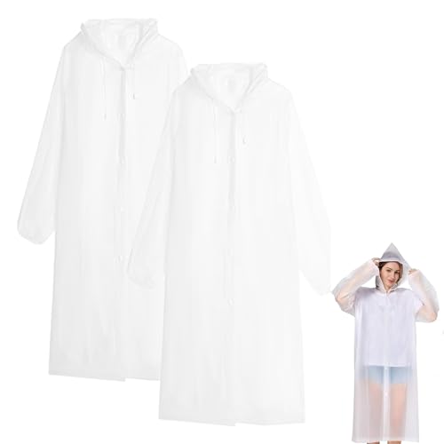 FDJZXW 2 Stück Rain Poncho,Regencape Durchsichtig,Regenponcho Damen,Regenmantel Damen Regenponcho Transparent für Festivals Camping Wandern Angeln Konzerte Stadien