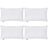 4-Pack Cotton Comfortable Solid Decorative Throw Pillow Case Rectangle Cushion Cover Pillowcase for Lumbar (Cover Only,No Insert) (12x20inch/30x50cm, White)