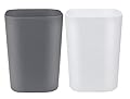 Gereen Bathroom Trash Can, 2 Gallon Small Trash Can,Square Trash Bin Wastebasket for Bathroom Bedroom Kitchen Countertop Under Sink (Pack of 2, White+Gray)