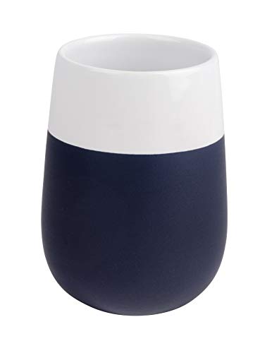 Wenko Toothbrush tumbler Malta of ceramic in dark blue/white, 8 x 8 x 10.8 cm