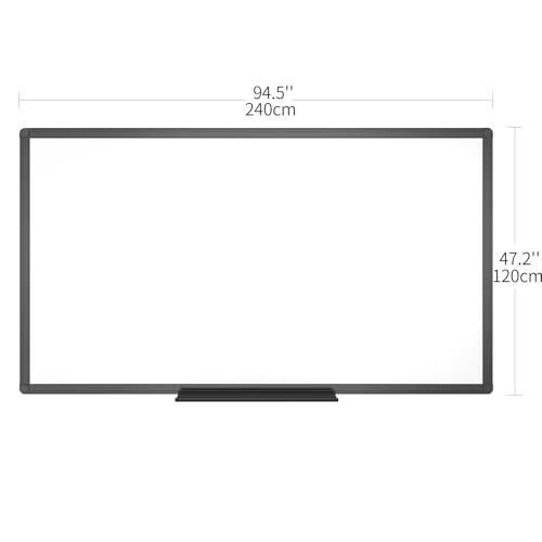 Image of VIZ-PRO Magnetic Dry Erase White Board, 96 X 48 Inches, Black Aluminium Frame