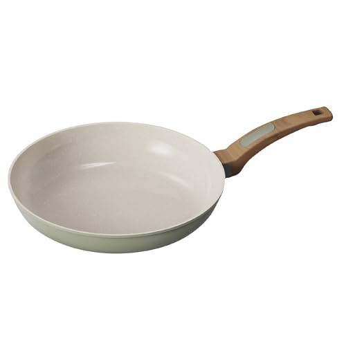 Cooksmart Signature 28cm Frying Pan – Cast Aluminium | Non-Stick | PFOA & PFAS Free | Free Felt Pan Protector | Induction, Gas, & Electric Hob Compatible | Dishwasher Safe(Sage Green)