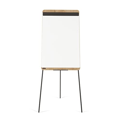 Rocada | Flipchart | Dreibein Ständer | Whiteboard mit Ständer und Holzrahmen | Höhenverstellbares Dreibeinstativ | Flipchart Trocken Abwischbar und Magnetisch | 69 x 115 cm - Weiß