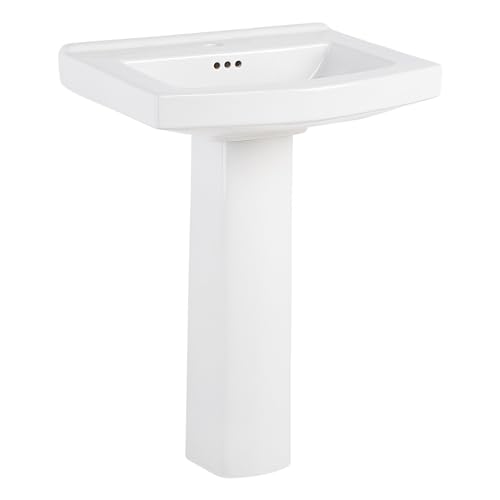 Signature Hardware 953883-1 Pennfield 24\" Specialty Vitreous China Pedestal Bathroom Sink with Overflow and Single Faucet Hole - White