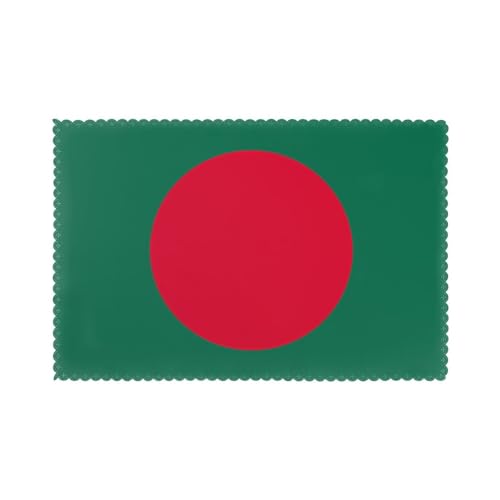 BROLEO Platzsets mit Flagge von Bangladesch für Esstisch, 30,5 x 45,7 cm, hitzewiderstandsfähig, für Hotels, Häuser & Bankette, 6 Stück