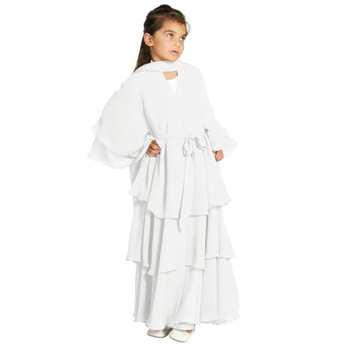 Vestido abayas para niñas musulmanas caftán islámico manga larga hiyab