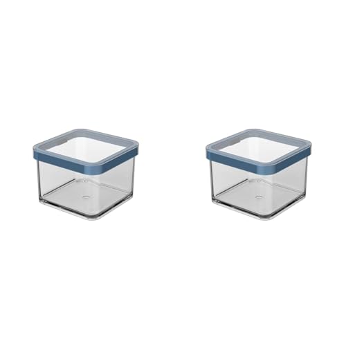 Rotho Loft Vorratsdose Deckel, lebensmittelechter Kunststoff (SAN) BPA-frei, transparent/blau, 0.5l, 0,5l (10 x 10 x 7,2 cm) (Packung mit 2)