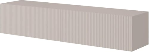 Selsey Mueble De TV Mesa De TV 140 cm Suspendido con Fachada Fresada Gris Beige Veldio