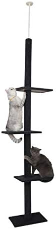 Cat Craft 4-Level Carpeted, Adjustable Floor to Ceiling Climbing & Perch Cat Tree, Extra Large (Fits 7.5-9 Feet Ceiling), Charcoal