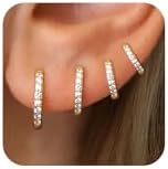 Gold Hoop Earrings Set for Women, 14K Gold Plated Dangle Cartilage Earring for Multiple Piercing, Dainty Gold Earrings Stacks