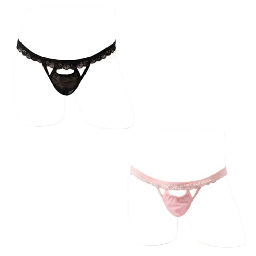 Men's G-String Sissy Gay Bikini Briefs Sexy Lace Thongs T Back Bulge Pouch Panties Ultra Thong Underwear