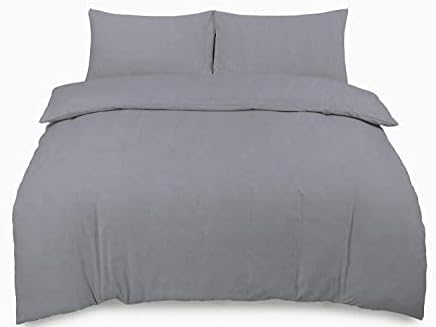 AmigoZone Brushed Mirco Thermal Flannelette Fleece Duvet Cover Set (Super King, Cream)