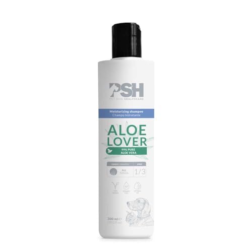 PSH Aloe Lover – Hundeshampoo Feuchtigkeitspflege mit 99% reinem Aloe Vera – Für Sensible Haut, alle Rassen und Felltypen – Vegan, parabenfrei – 300 ml