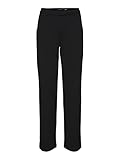 VERO MODA Legere Stoffhose Elegante Damen Stretch Culotte Gerade Business Pants, Farben:Schwarz-2, Größe:L / 30L, Z-Länge:L30