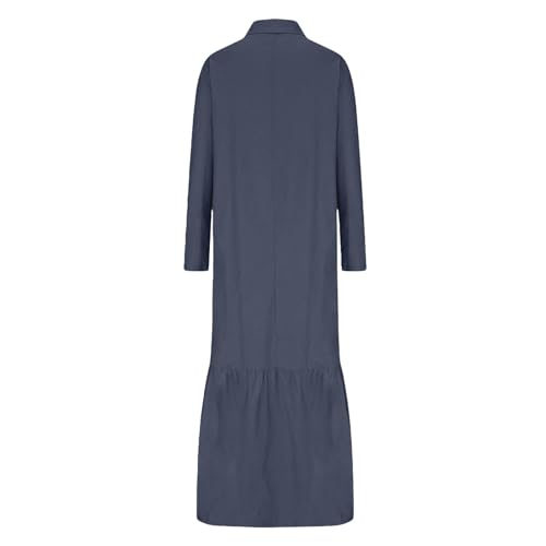 Robe en coton et lin ample coupe longue style décontracté
