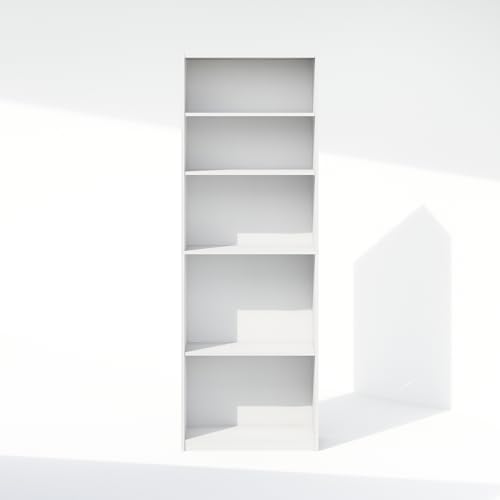Image of Furinno Reed Closet Organizers and Storage, 5-Tier Closet Organizer, Open Shelf Closet Storage, for Wardrobe, Bedroom, Living Room, White