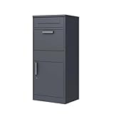 HORI® Paketbox Metall verzinkt mit Briefkastenfunktion – wetterfeste Paketablage aus Stahl in Anthrazit, abschließbar, 1170 x 508 x 383 mm | Ohne Bepflanzungsaufsatz | Anthrazit