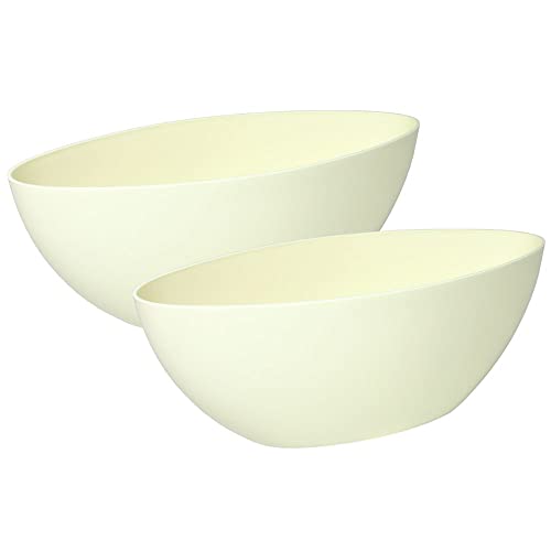 MePla - 2 Stück Schale OVAL - wetterfestes Pflanzgefäß - UV-beständiger Blumenkübel - Pflanzschale - Schale - L 21 cm - Creme