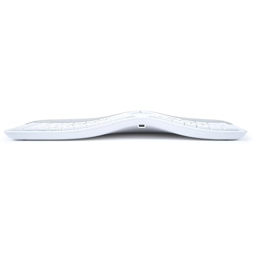 Image of KINESIS mWave Ergonomic Keyboard for Mac (White) | Mechanical Switches | Bluetooth & USB | Programmable | Backlit | macOS Modifiers & Hotkeys