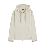 [BOSS] [ボス] コットンブレンド ジップアップ フーディ パターン ドローコード メンズ M ベージュ