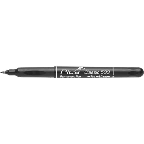 Pica Marker Set - Pica Fine Dry 0.9 + 24 Stück Ersatzminen graphit HB + Permanent Marker 0.7 schwarz + Permanent Marker weiß
