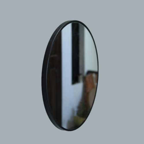 Image of Quality Glass Metal Frame Round Wall Mirror Royal Mirror Home Decorative Mirror Modern Mirror Living Room Mirror Wall Mirror Bathroom Mirror Size 30x30 inches Color Black MF 47