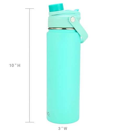 Image of Drinco Stainless Steel Water Bottle Spout Lid Vacuum Insulated Double Wall Water Bottle Wide Mouth Leak Proof Keep Cold Sport Camping Hiking (22oz Seafoam)