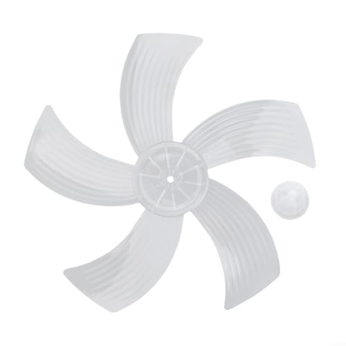 Yuanpgky Hoja de ventilador de pedestal de 14 pulgadas de repuesto con cubierta de tuerca, diseño de 5 hojas, duradero como plástico, bajo ruido y resistente al calor, se adapta a soporte o escritorio