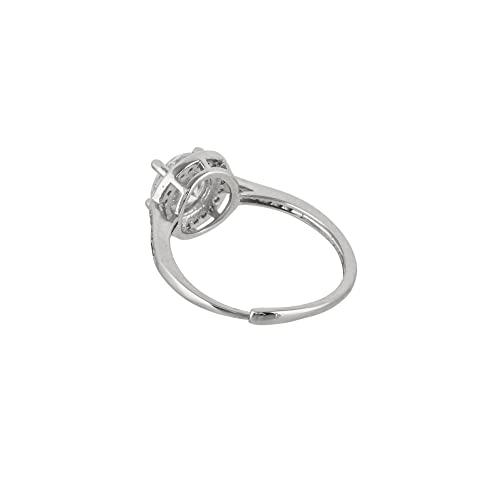 Women's Large Round Cut Clear Zirconia Brass Ring, Elegant